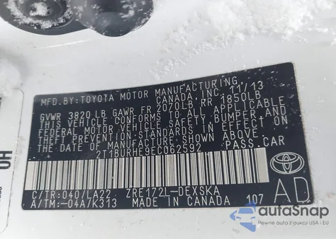 2014 Toyota Corolla S Premium from USA, damaged, VIN 2T1BURHE9EC062592